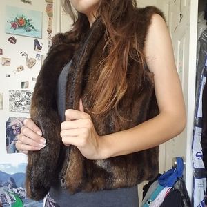 Faux Fur Vest -Dark Brown